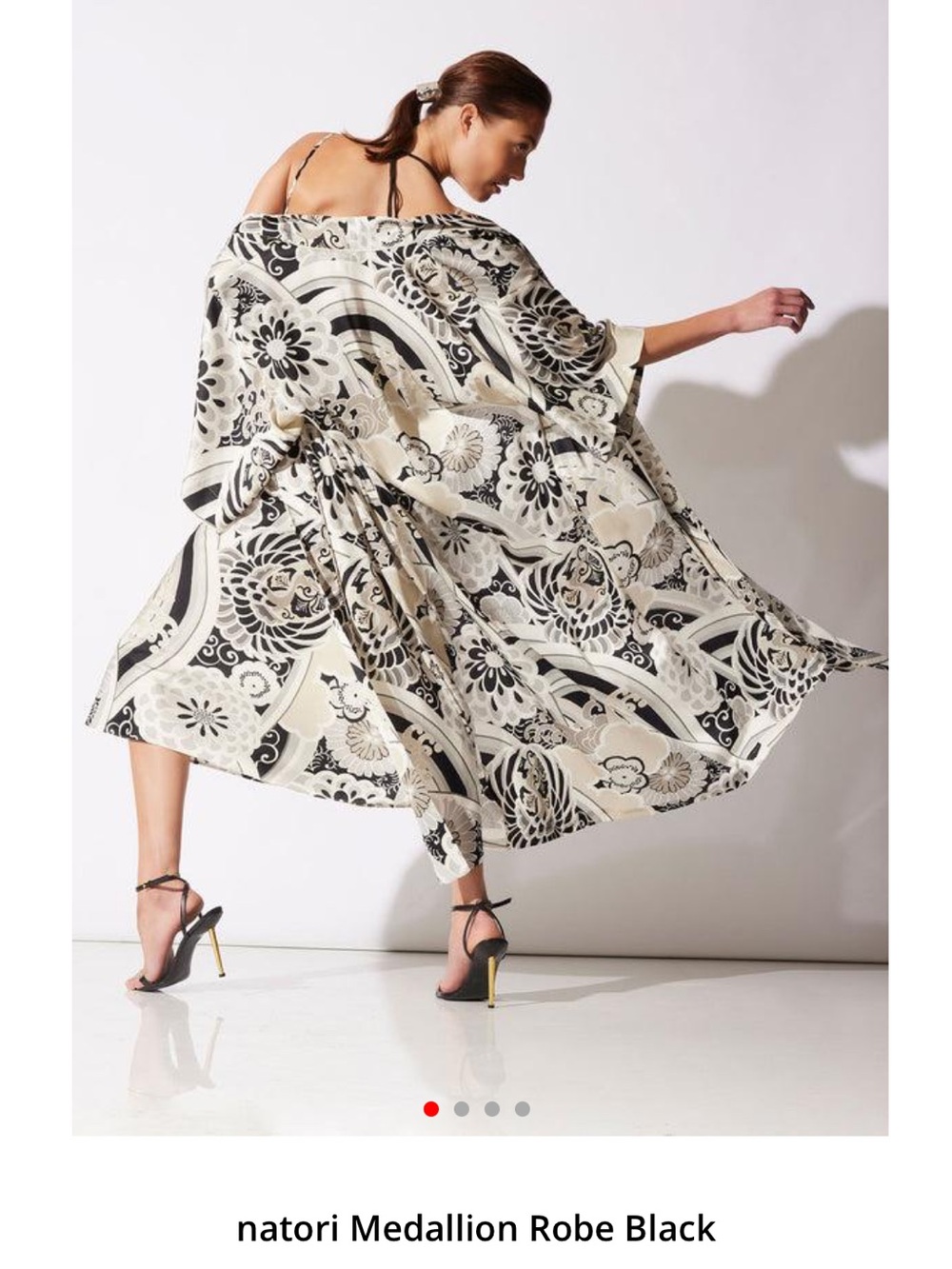 New Natori Medallion Robe Black Cream Extra Large